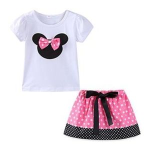 NWT Disney Minnie Mouse Tee & Skirt Matching Set Pink Polka Dot Size 3T